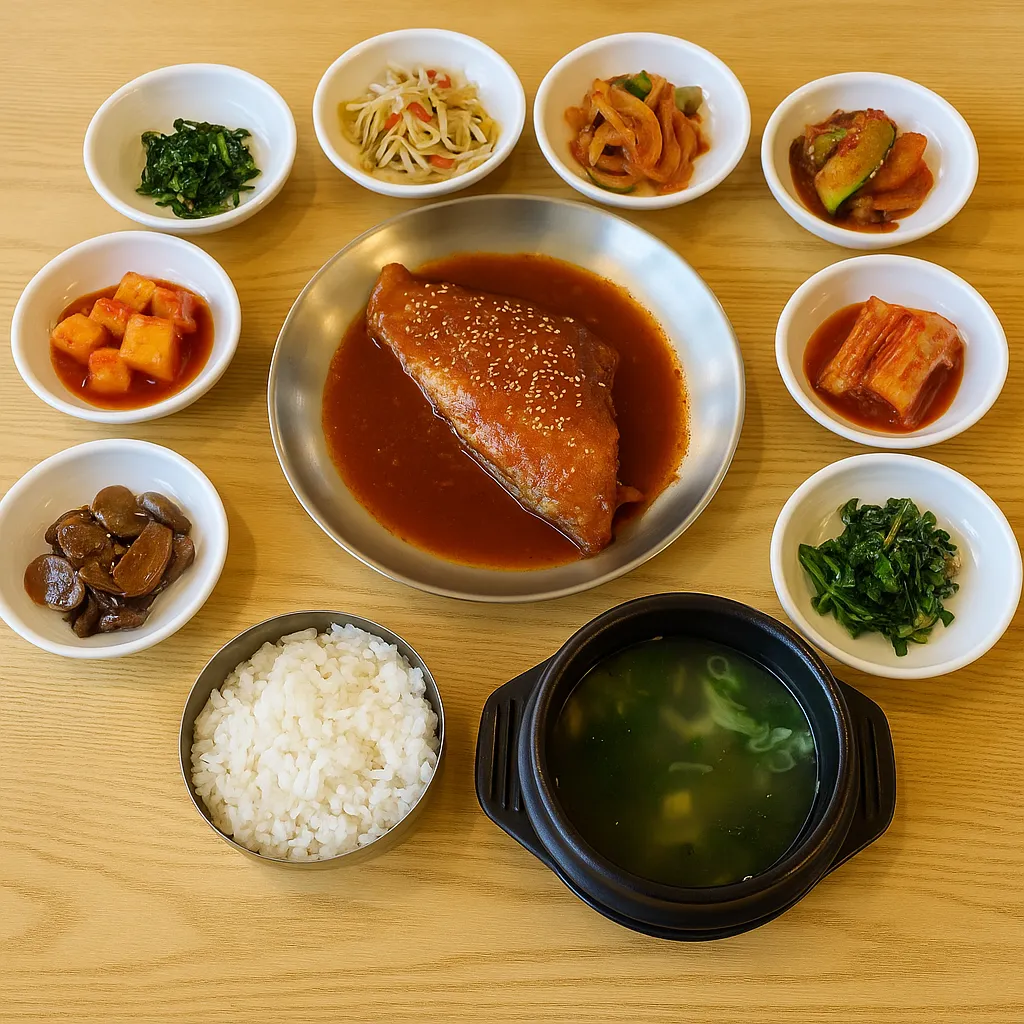 정갈한 반찬과 함께 차려진 한식 백반 상차림