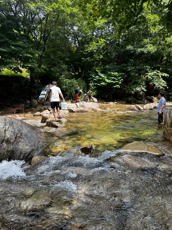 첫번재 나오는 계곡에서 돌다리가 놓여진 곳을 가로 질러 올라갑니다.