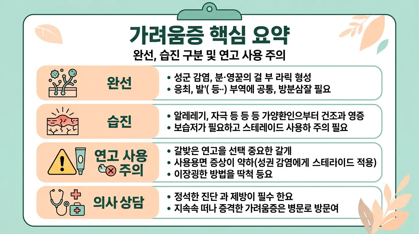 사타구니 가려움증 자주 묻는 질문 완선 습진 연고 진료 기준