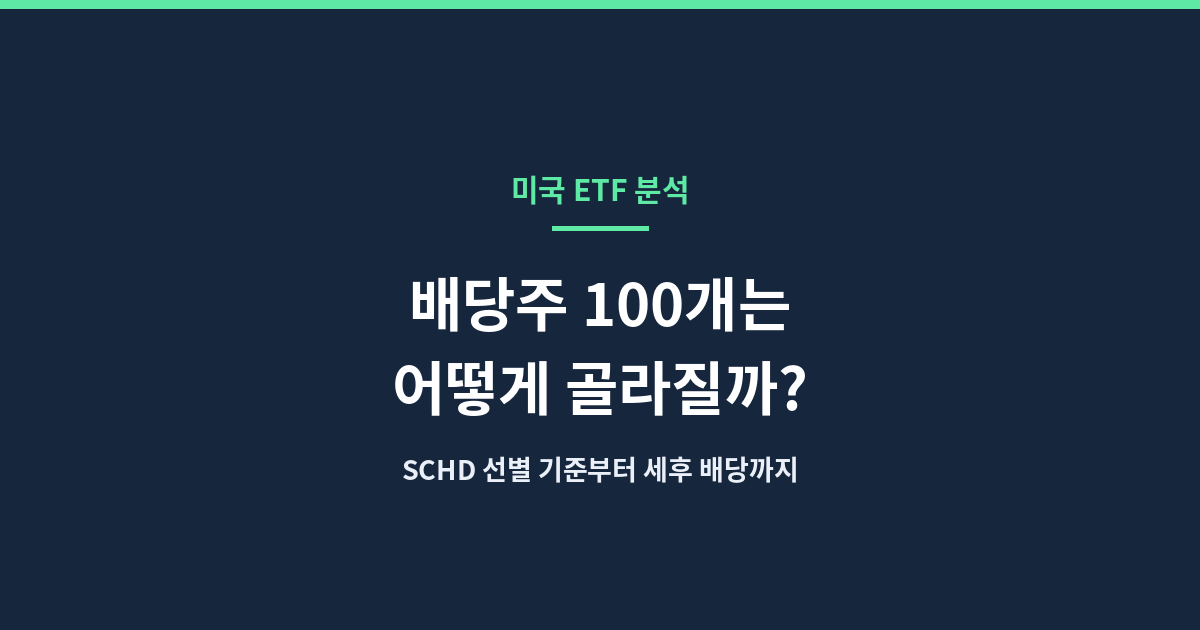 SCHD ETF 분석: 배당주 100개 선별 기준과 분배금, 세후 배당 계산을 정리한 대표 이미지