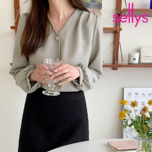 샐리 버튼셔링브이넥블라우스 I2C-IBL010