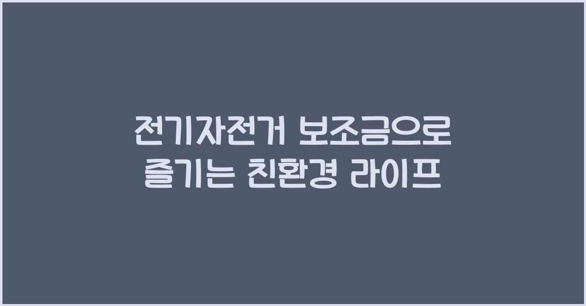 전기자전거 보조금