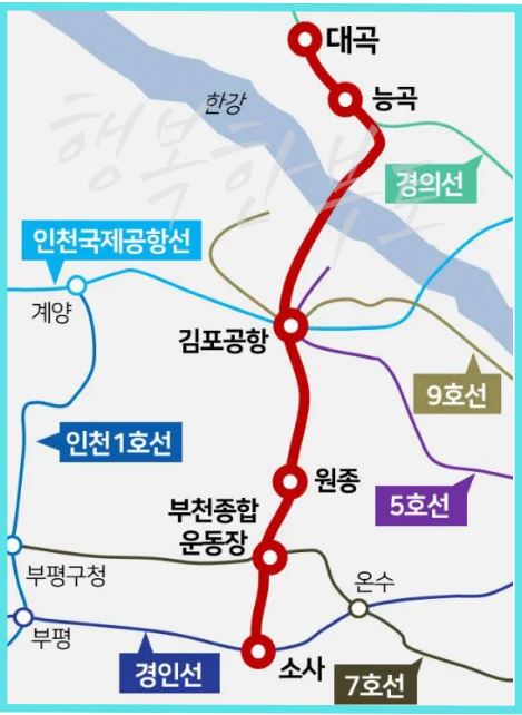 대곡소사선 노선도