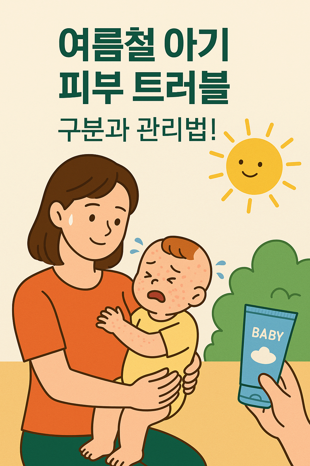 여름철 아기 피부 트러블 – 땀띠 vs 아토피 vs 접촉성 피부염 구분과 관리법