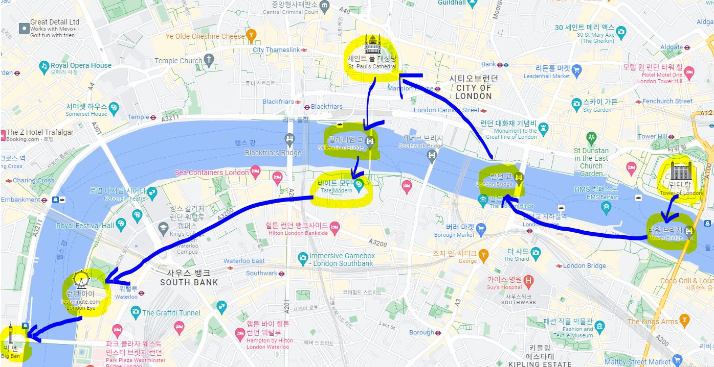 런던 여행 코스 추천 지도