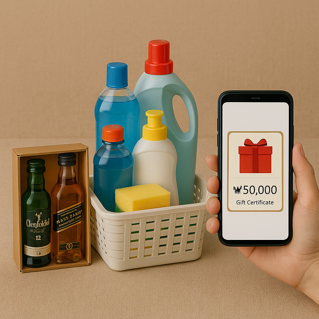 와인 위스키 미니 세트 &middot; 생활용품 실속 세트 &middot; 모바일 상품권 한 화면