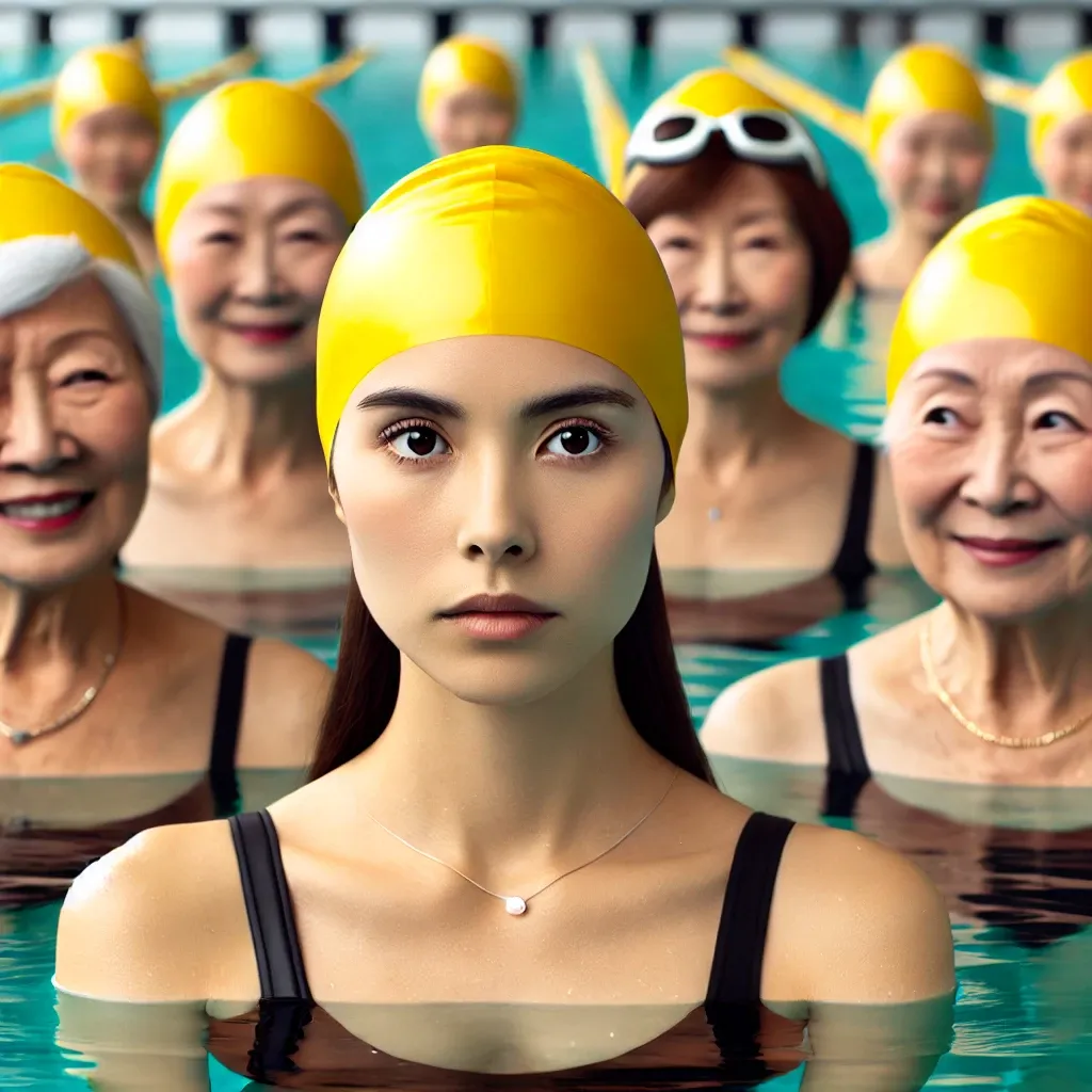 부산 노란 수모 구서동 수영장