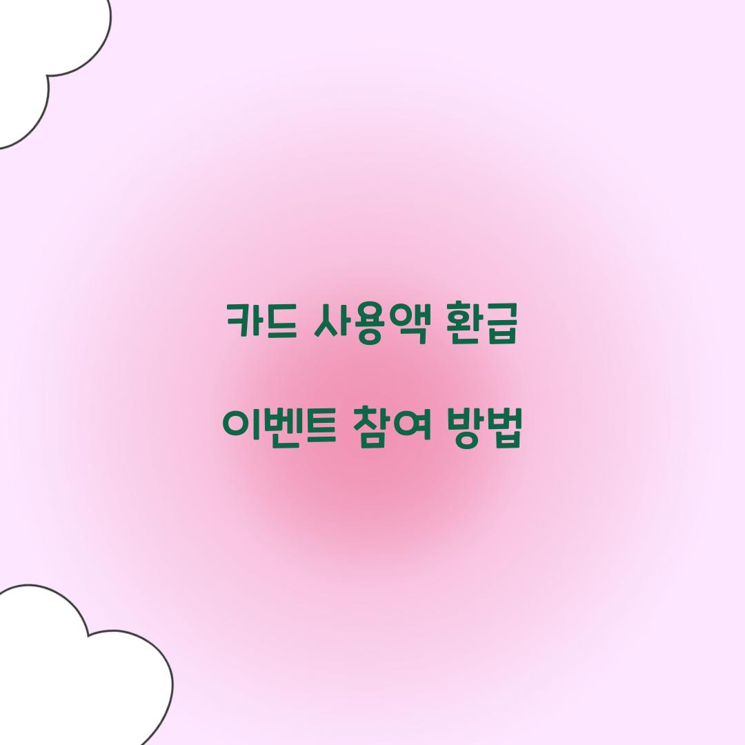 카드 사용액 환급 이벤트 참여 방법