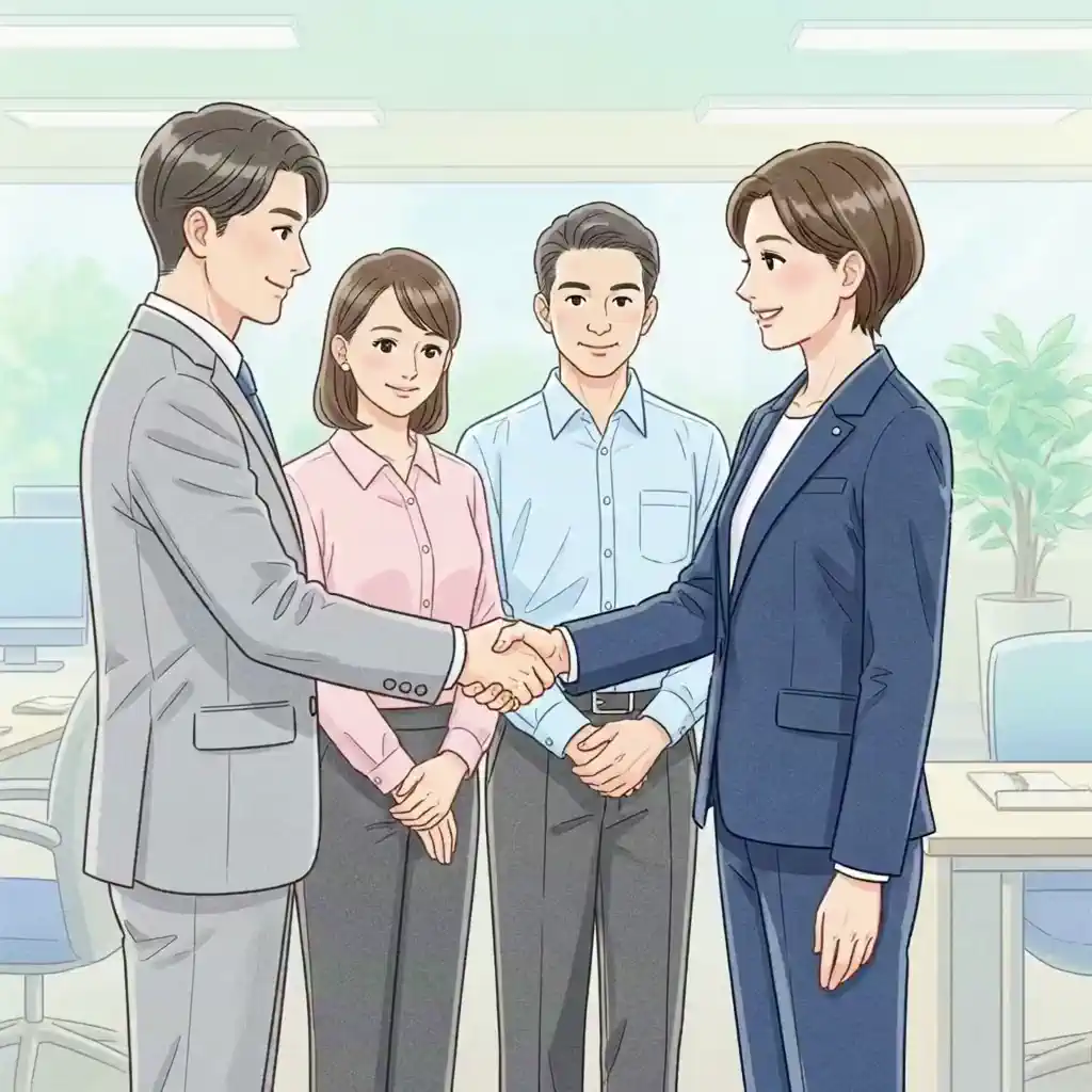 사무실 승진 축하 장면
