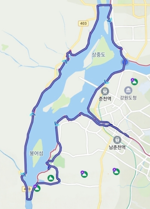 춘천 의암호 (케이던스, 다리 노면, 바람)