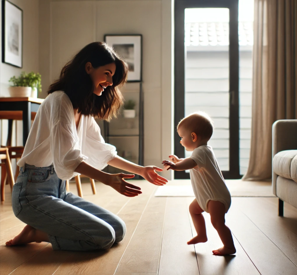 걸음마하는 아기 사진