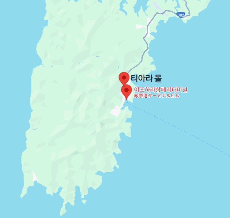 대마도 쇼핑몰 티아라몰의 구글맵 위치