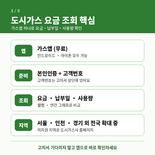 도시가스 요금 조회 가스앱 핵심 요약