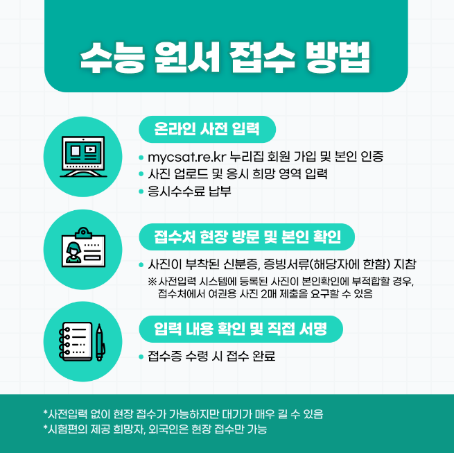 2026 수능 현장 접수 기간 및 방법