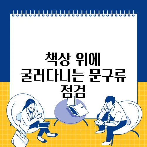 책상 위에 굴러다니는 문구류 점검