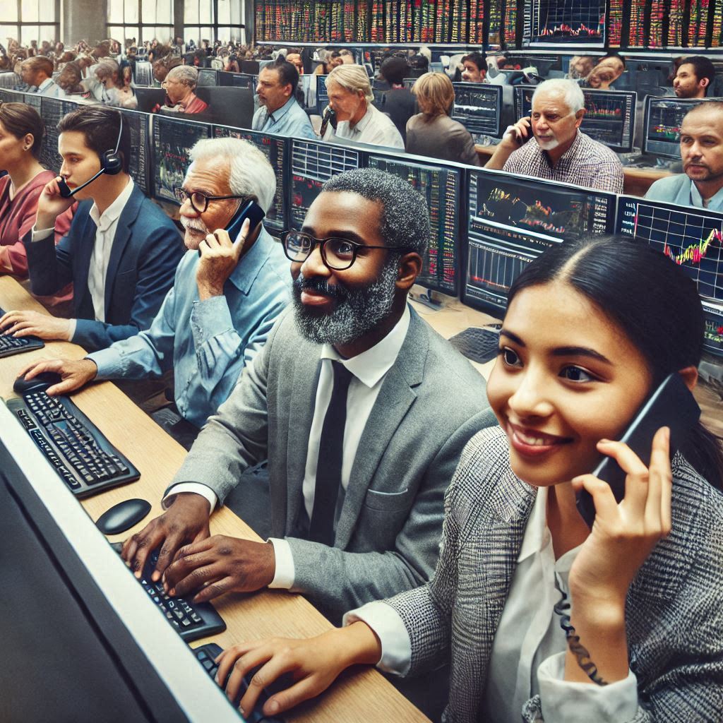 주식거래하는 투자자들