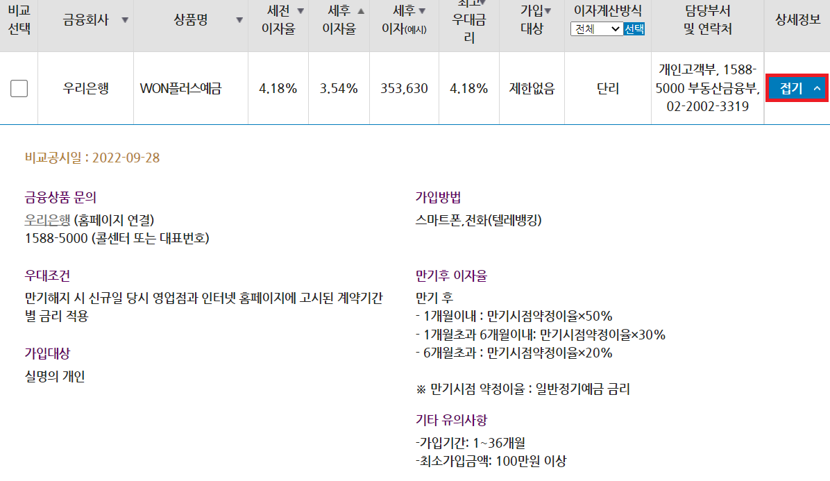 예금금리 가장 높은 곳 조회