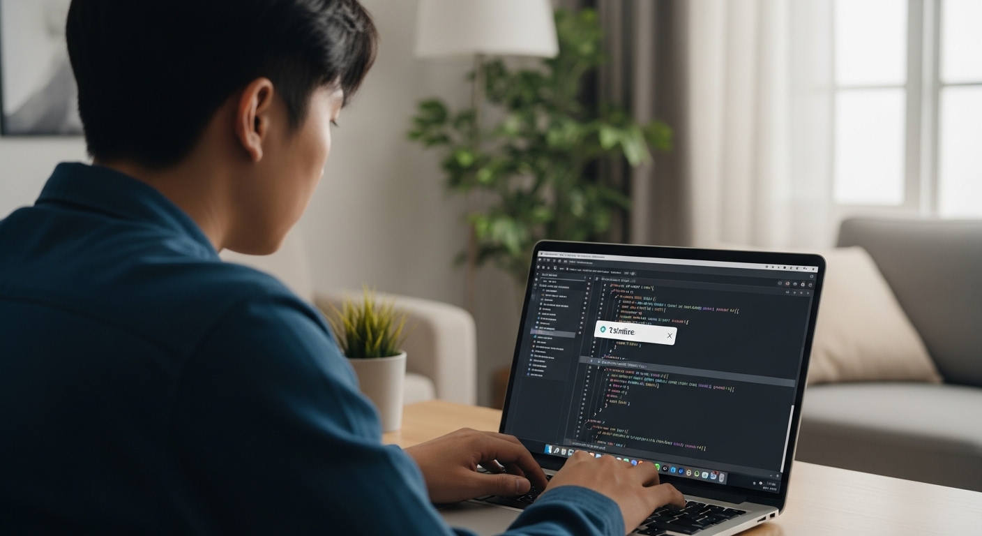 개인 작업 환경에서 탭나인 AI 코딩 도구를 사용하여 코드를 작성하는 개발자