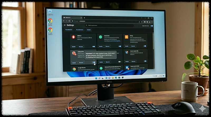 브라우저 확장 프로그램 목록을 확인하는 모습