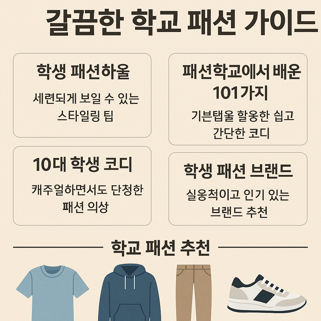 10대 남학생을 위한 깔끔한 학교 패션 가이드 title image