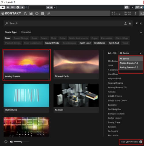 KONTAKT 브라우저의 컬렉션