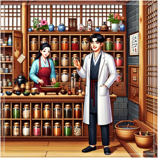 한약방을 그려놓은 그림