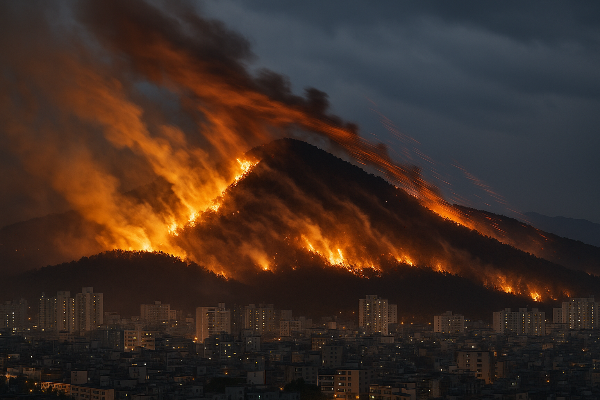 강풍 타고 번지는 대구 함지산 산불