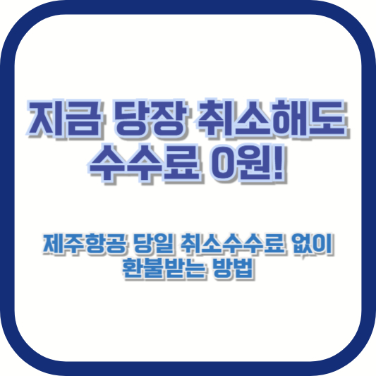 지금 당장 취소해도 수수료 0원! 제주항공 당일 취소수수료 없이 환불받는 방법