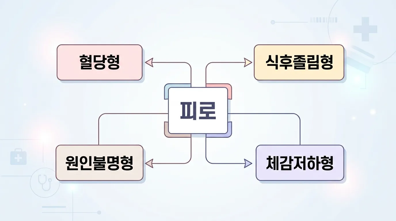 중년 피로 유형별 분기 흐름도