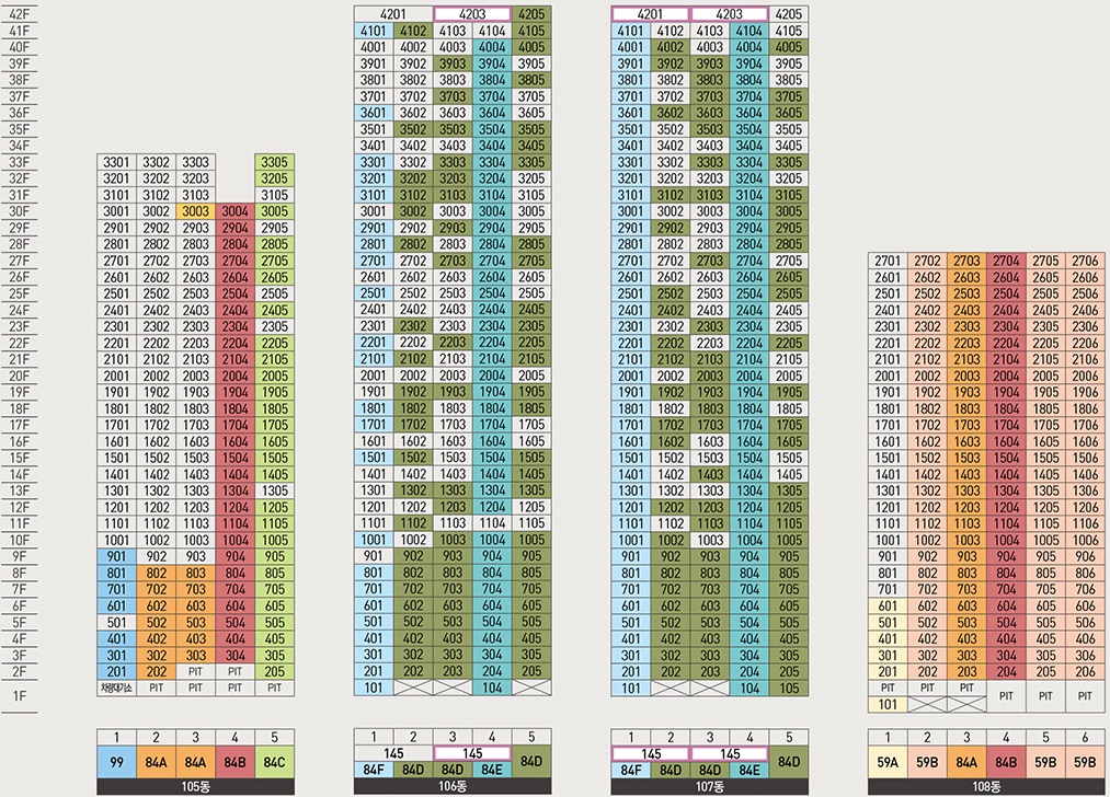 둔산 자이 아이파크 동･호수 층별 배치도-2
