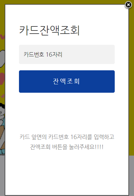 카드잔액조회