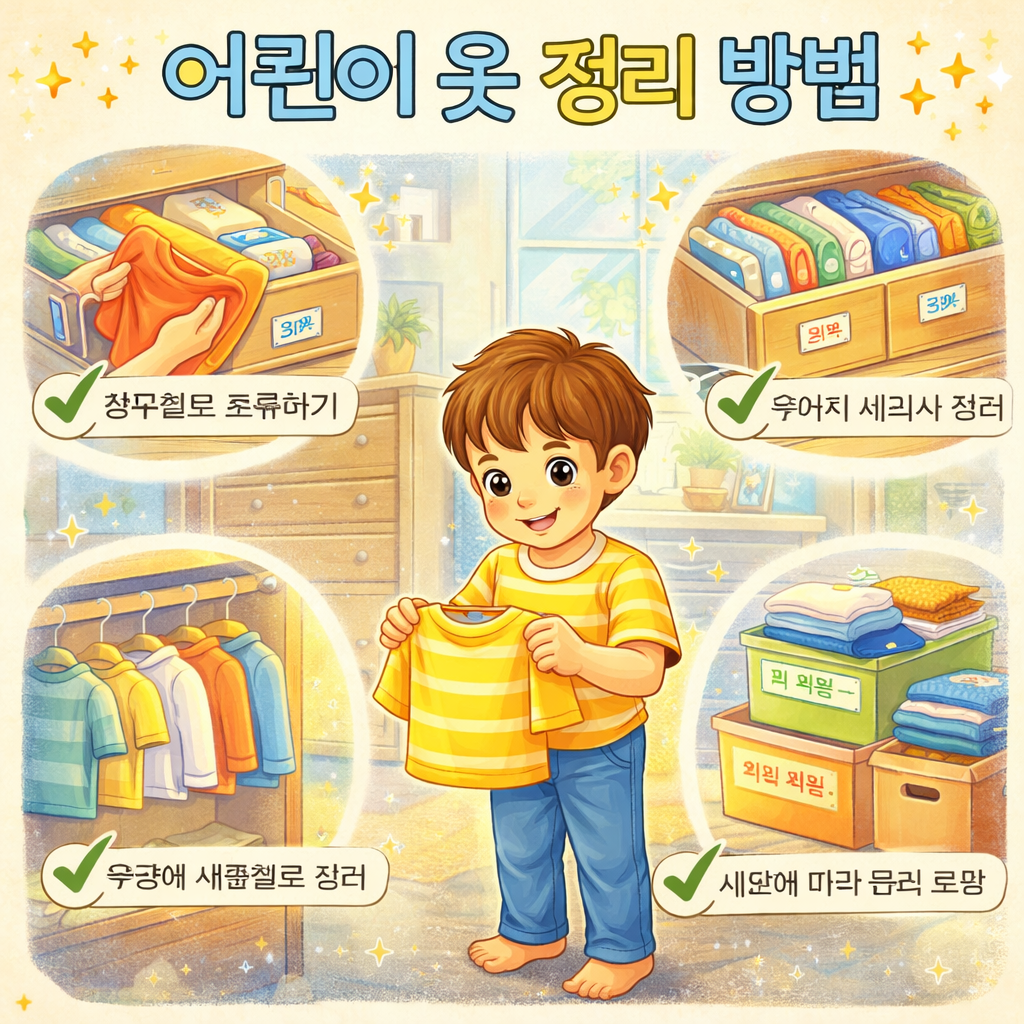 어린이 옷 정리 방법 관련 사진