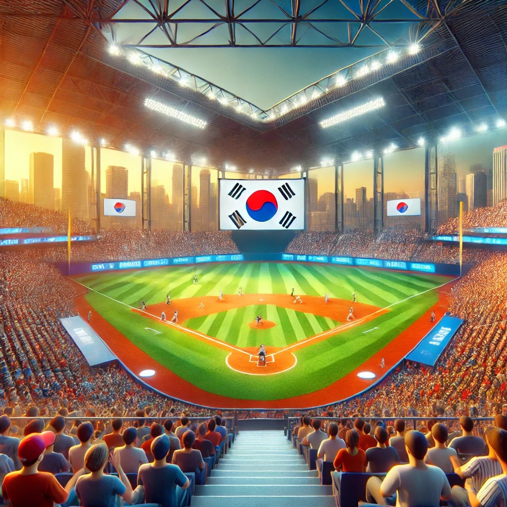 2025년 한국 프로야구 경기장에서 열광하는 관중과 선수들의 경기 장면