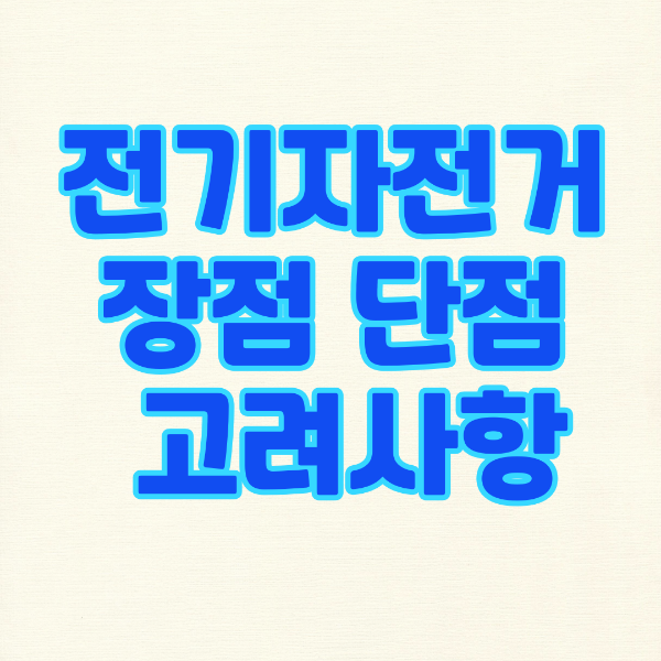 전기자전거 장점 단점 고려사항