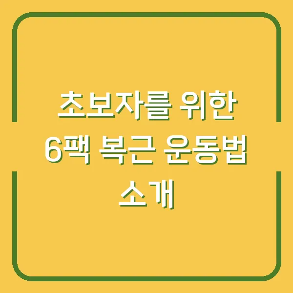 초보자를 위한 6팩 복근 운동법 소개