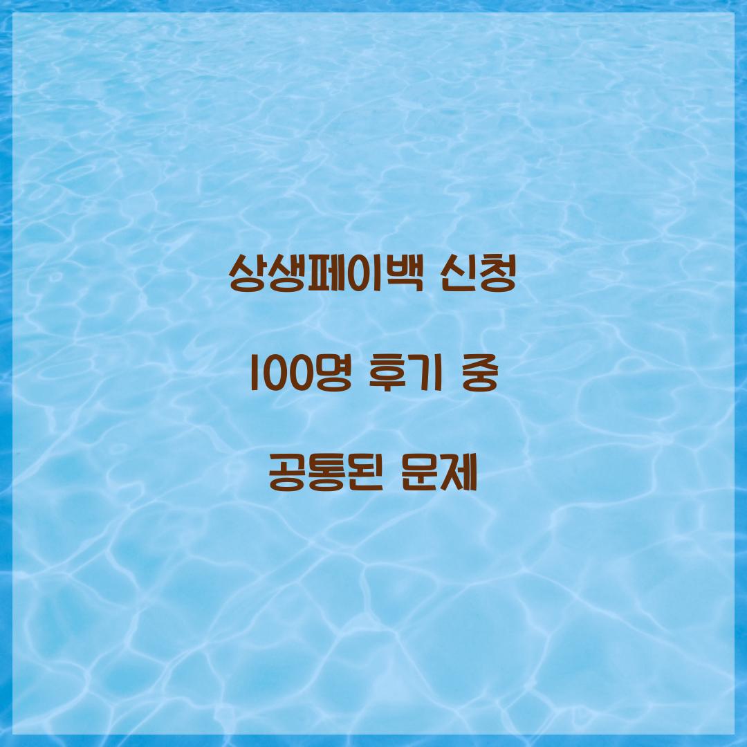 상생페이백 신청 100명 후기 중 공통된 문제