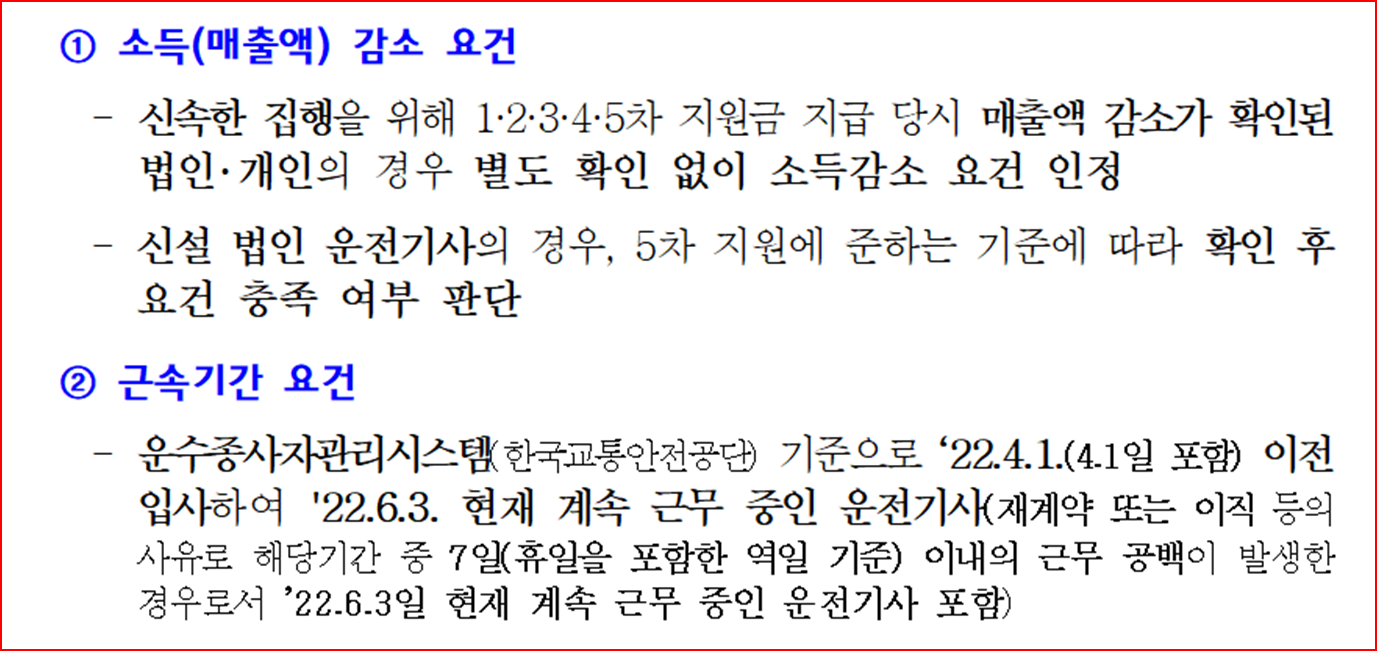 택시기사 손실보상 신청조건