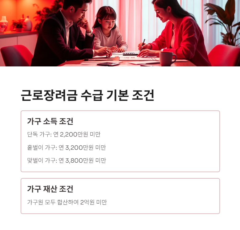 근로장려금 수급을 위한 필수 조건