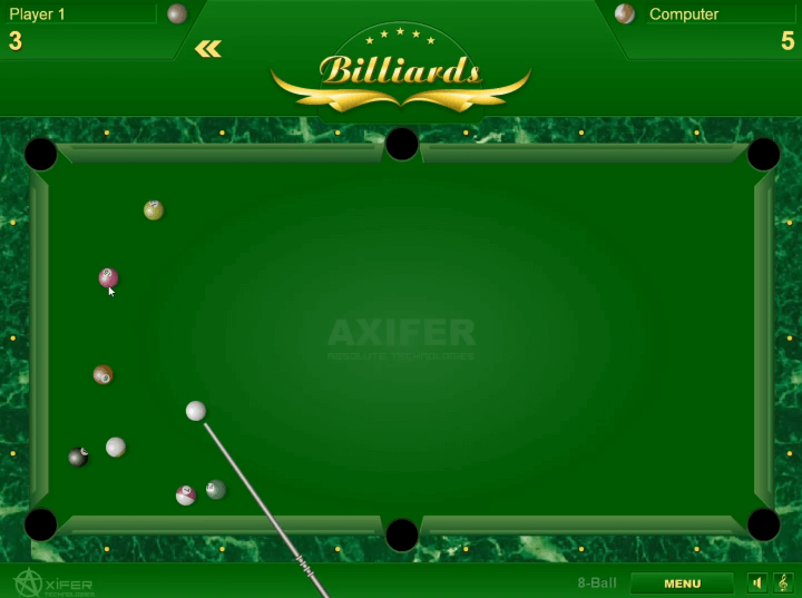 2인용-포켓볼-무료-당구-플래시게임-플레이-큐볼로-15번-공을-맞추는-화면