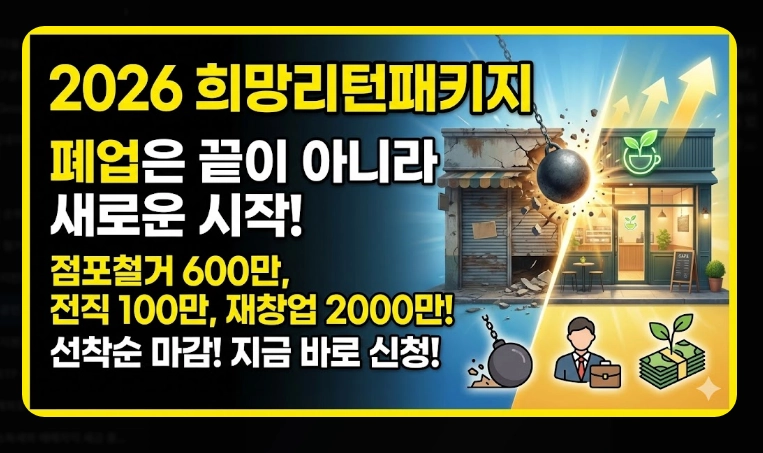 소상공인 폐업지원금 신청 [2026년 희망리턴패키지] 점포철거비 600만원 받는 법