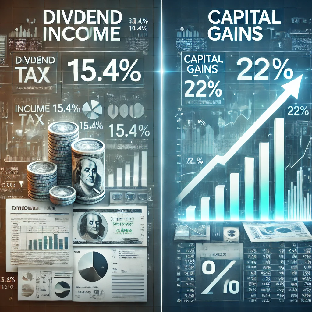 배당소득세와 양도소득세에 관련된 사진.