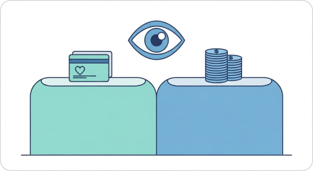 급여와 비급여 구조를 아이콘으로 구분한 안과 진료 이미지