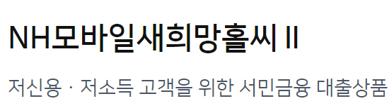 농협은행 새희망홀씨대출