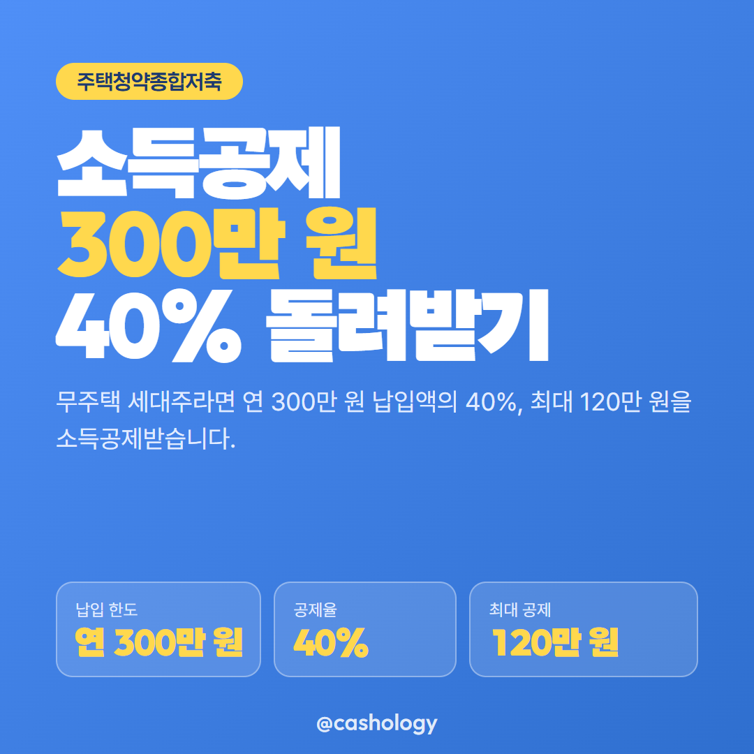 주택청약종합저축 소득공제 대표 안내