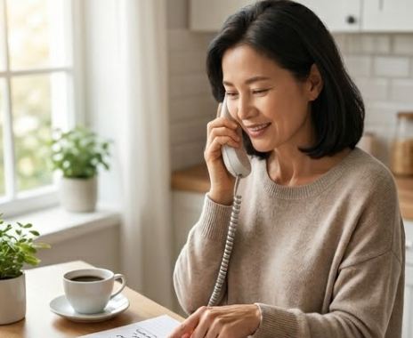 부모님 치매검사 상담 전 전화 문의를 준비하는 장면