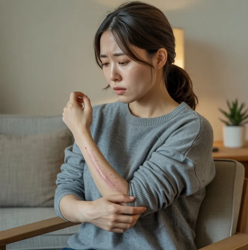 성인 아토피로 가려워하는 이미지