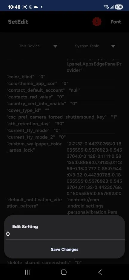 루팅 없이 갤럭시 카메라 무음 SetEdit 실행 값 변경
