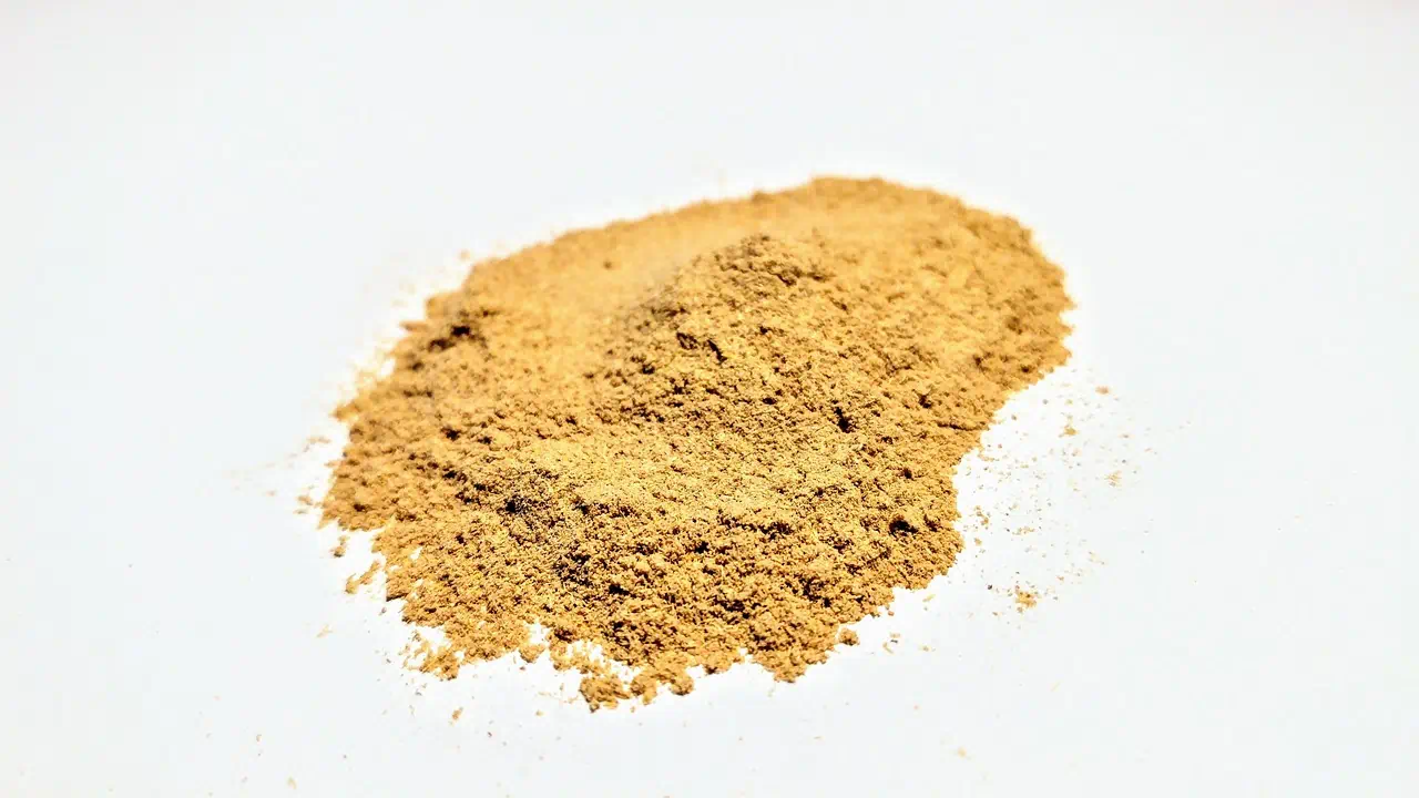 인삼을 가루로 만들었을 때 모습. 이것을 물에타먹을 수 도있다.