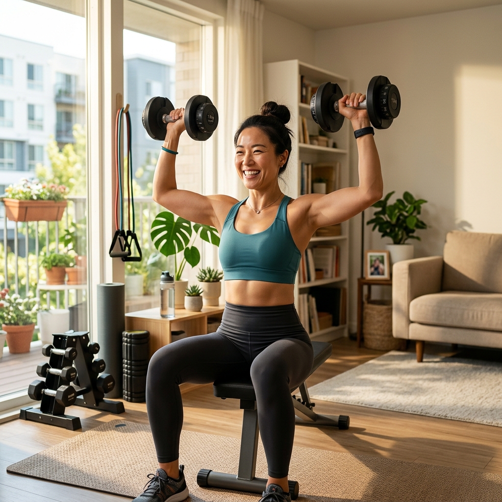 무게조절 덤벨 고르는법 홈짐 구성 완성 모습