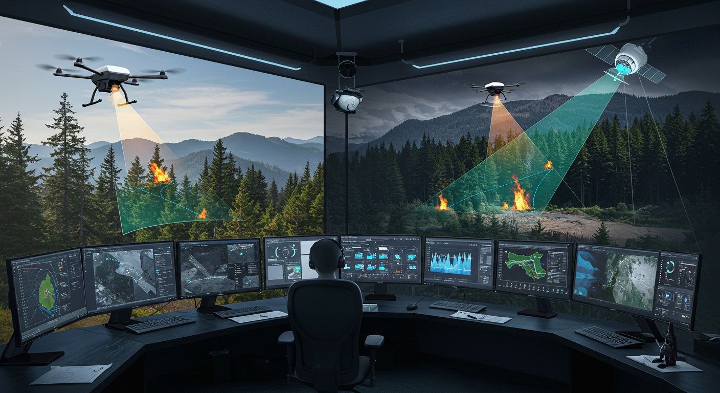 산불 예방과 대응을 위한 첨단 기술 활용 모습